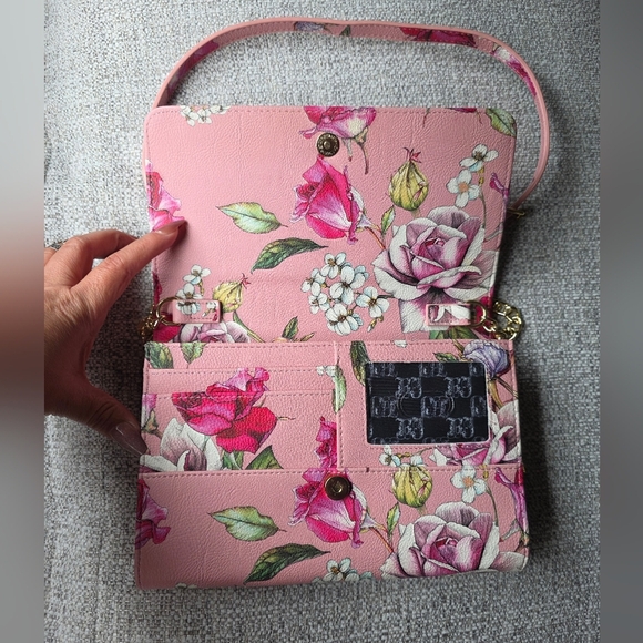 Betsey Johnson XL 3 Pocket Wallet Purse Floral Print - Picture 7 of 16